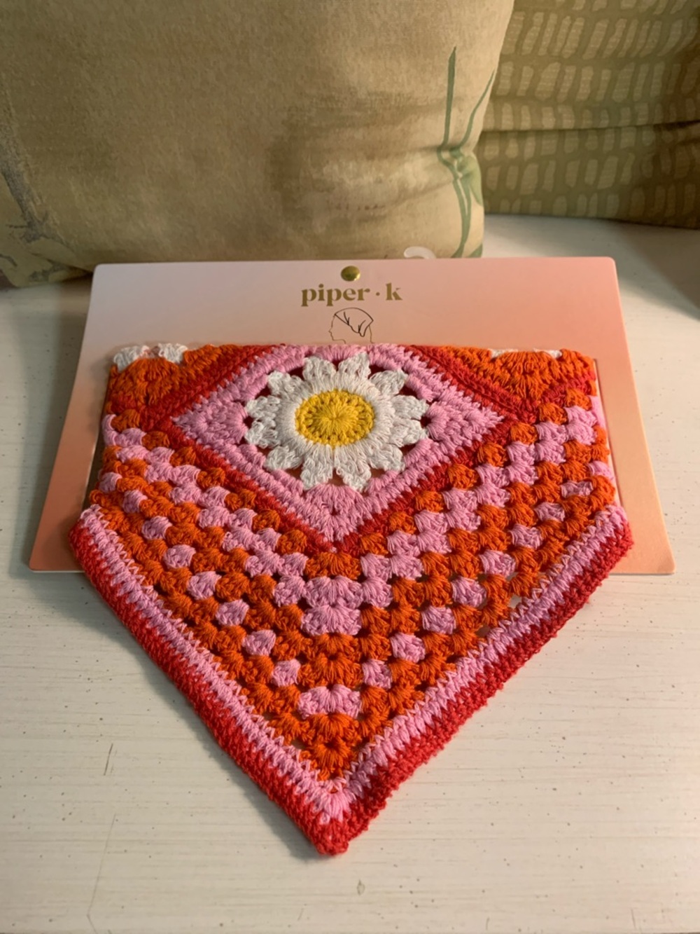 Piper-K Crochet Daisy Bandana Bib